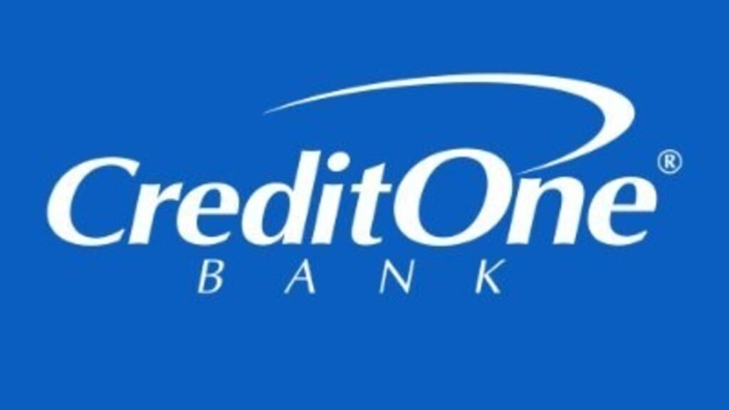 Credit One Bank logo on a blue background, representing financial services and debt collection issues.