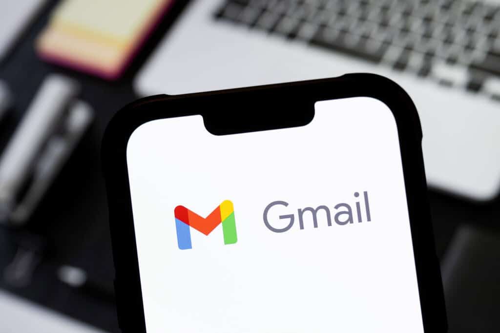 Gmail lawsuit claim form image showing a smartphone with Gmail app open, highlighting the legal process for filing claims related to Gmail privacy or security issues.